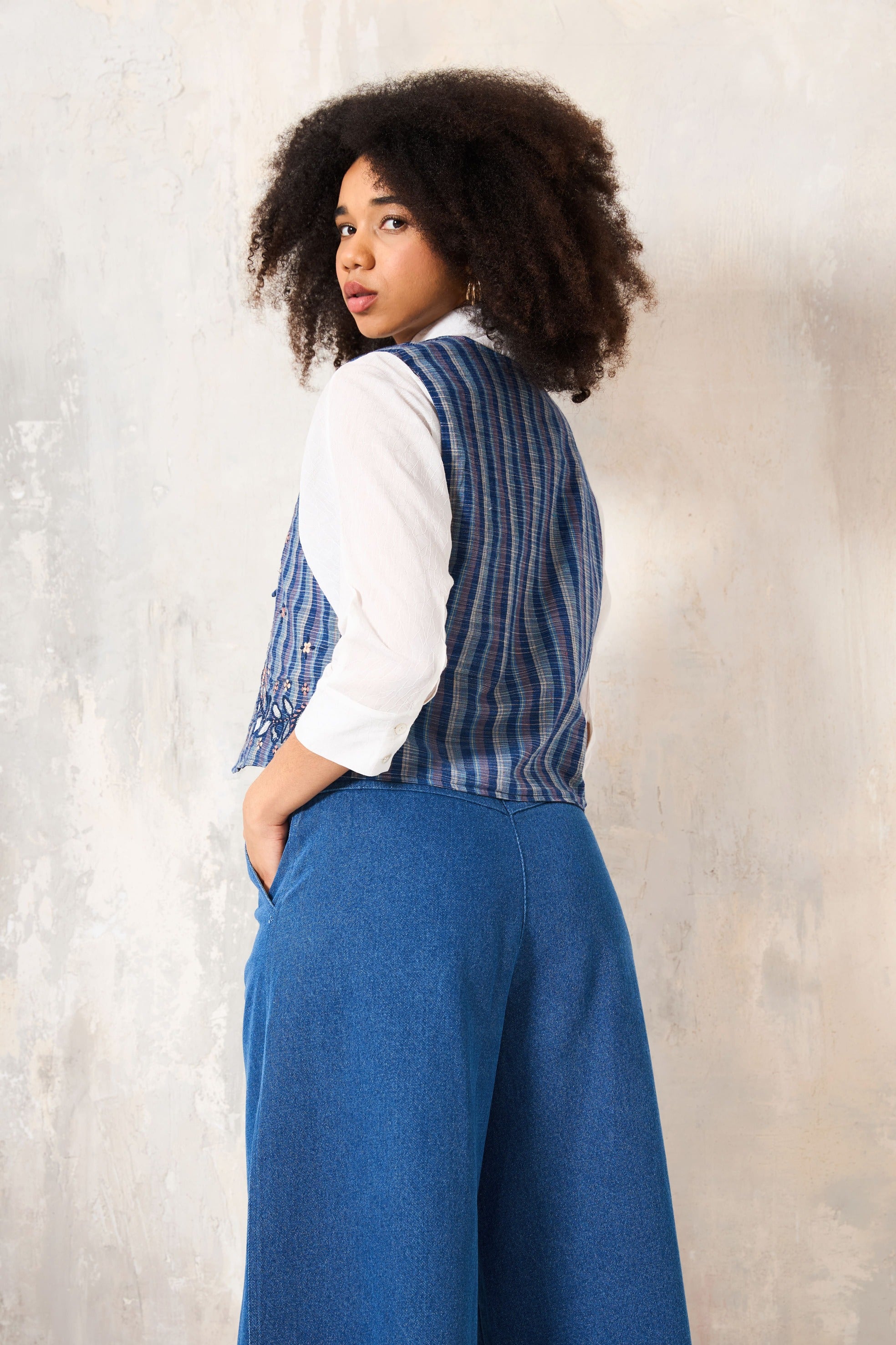 CHICOSOLEIL Paco gilet sans manches bleu coton