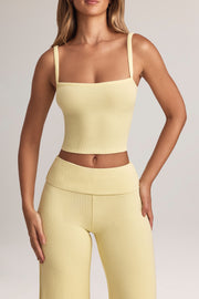 Oh Polly Lai Top caraco jaune modal col carré taille S