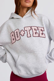 Oh Polly Knitwear hoodie oversize gris brodé coton
