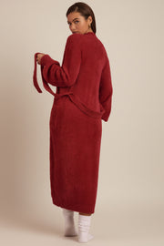 Oh Polly Priya gilet long maille douce rouge rubis