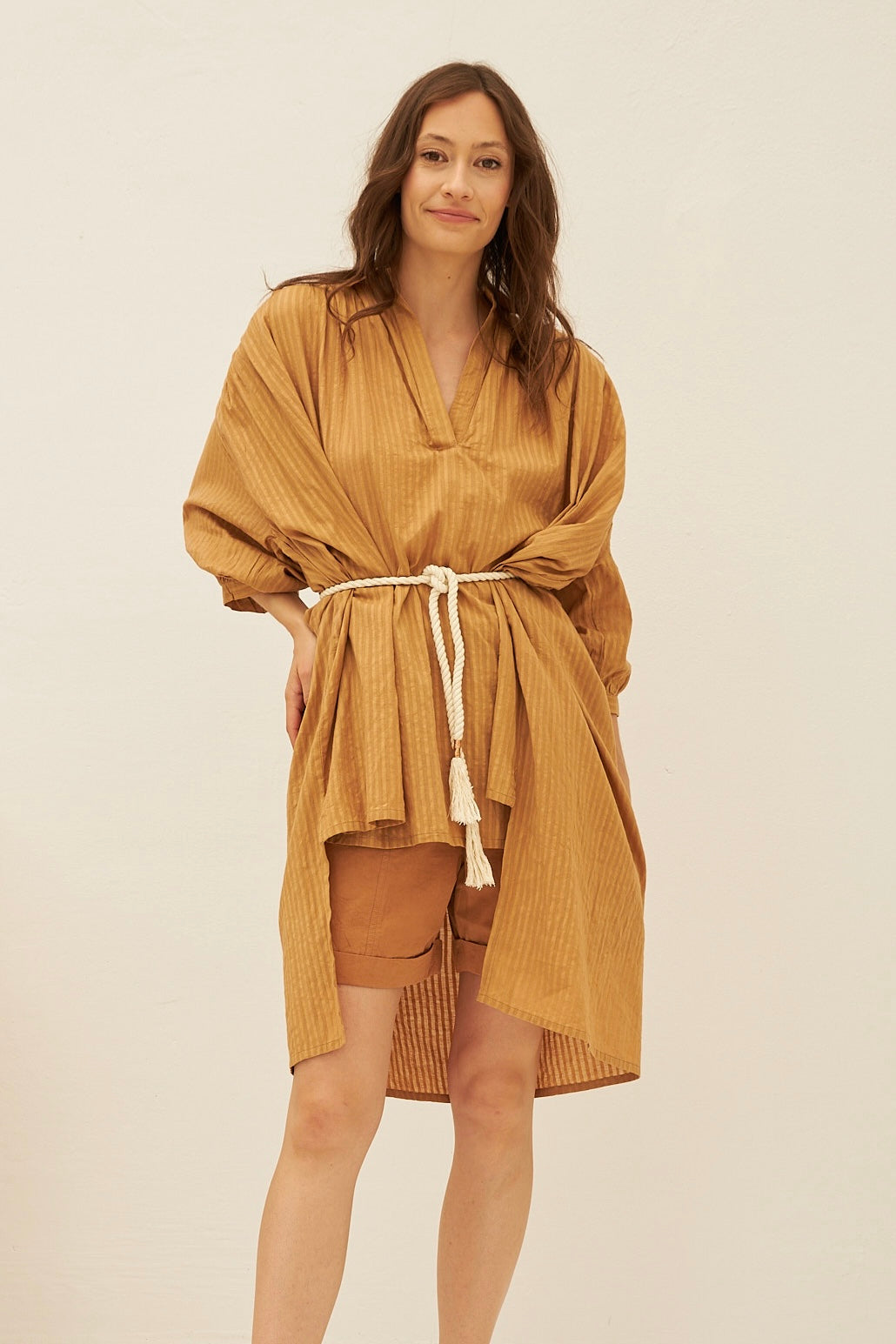 Chicosoleil Vega tunique beige coton stripe S/M L/XL