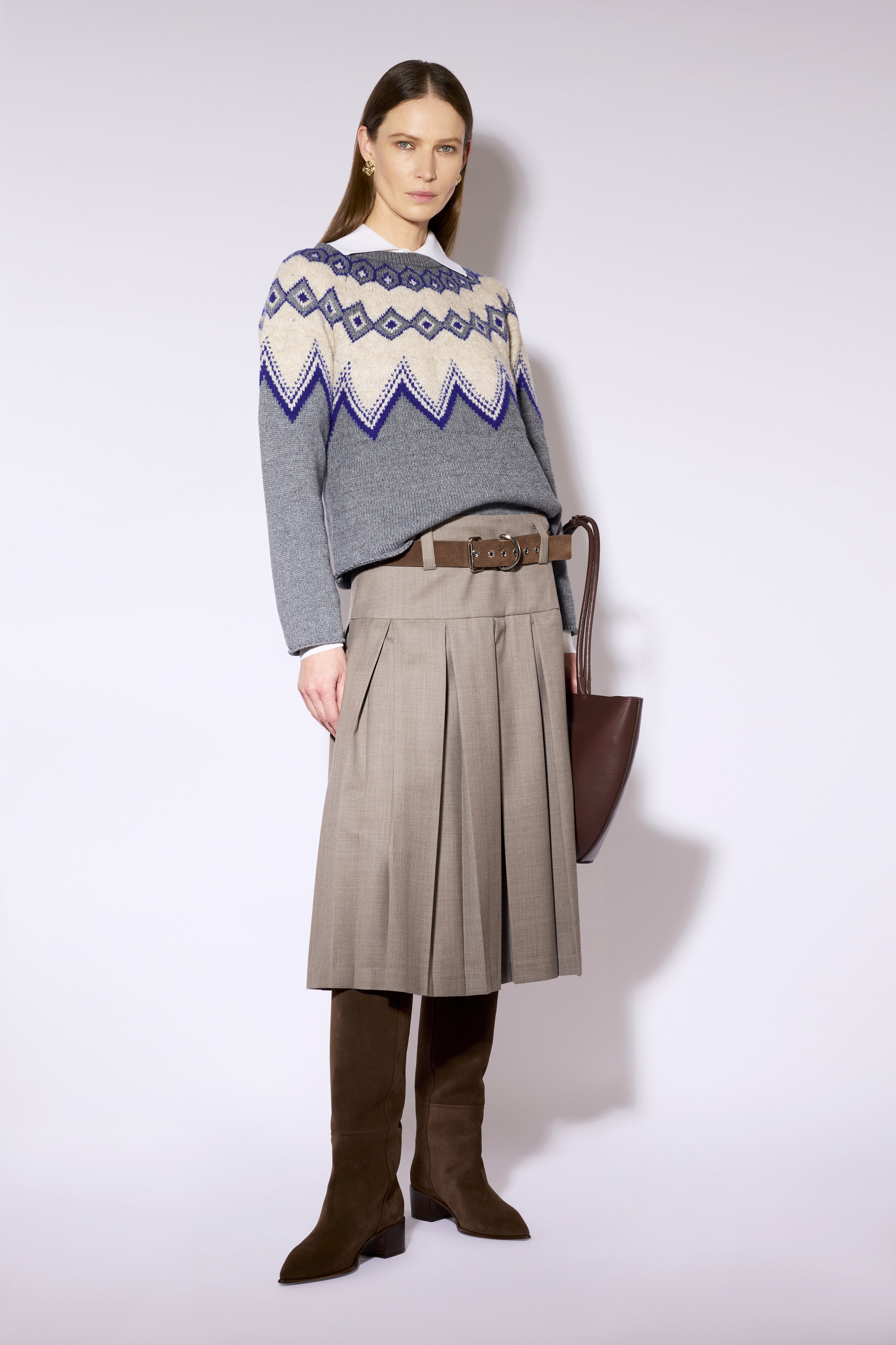 Liviana Conti Maglieria Nelda pull gris lait cachemire