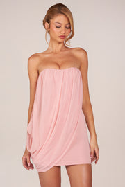 Oh Polly Dresses Alessandra Mini Robe Blush Pink Drapée