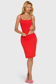 Oh Polly Lenea Jupe Midi Cherry modal dentelle