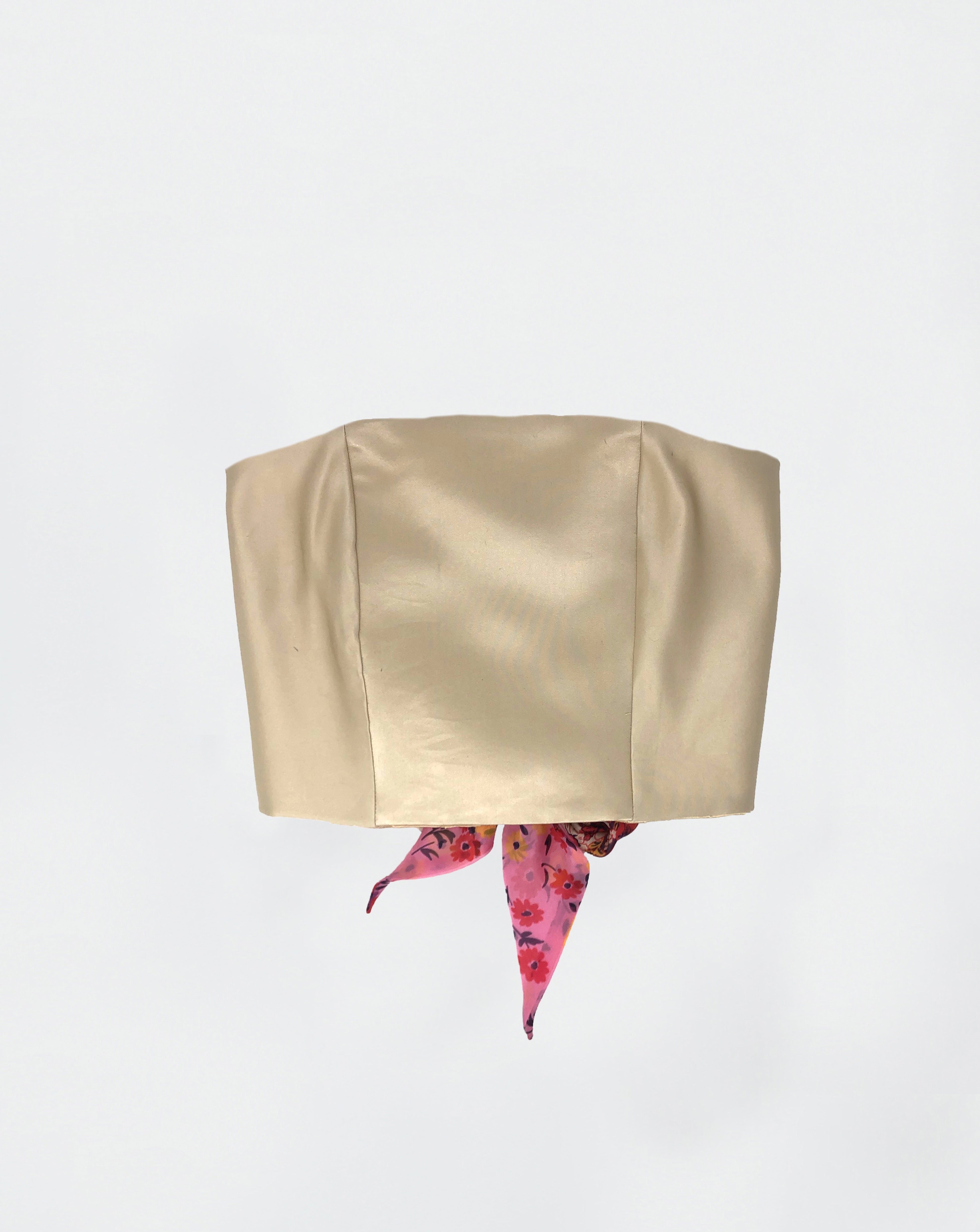 The Ethiquette Bustiers Victoire bustier beige ruban rose