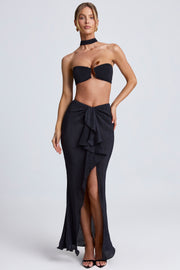 Oh Polly Skirts 9089 maxi jupe noire volants fendue