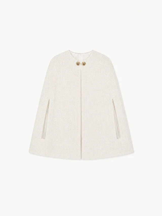 The Ethiquette Diamant cape tweed blanc XS-M