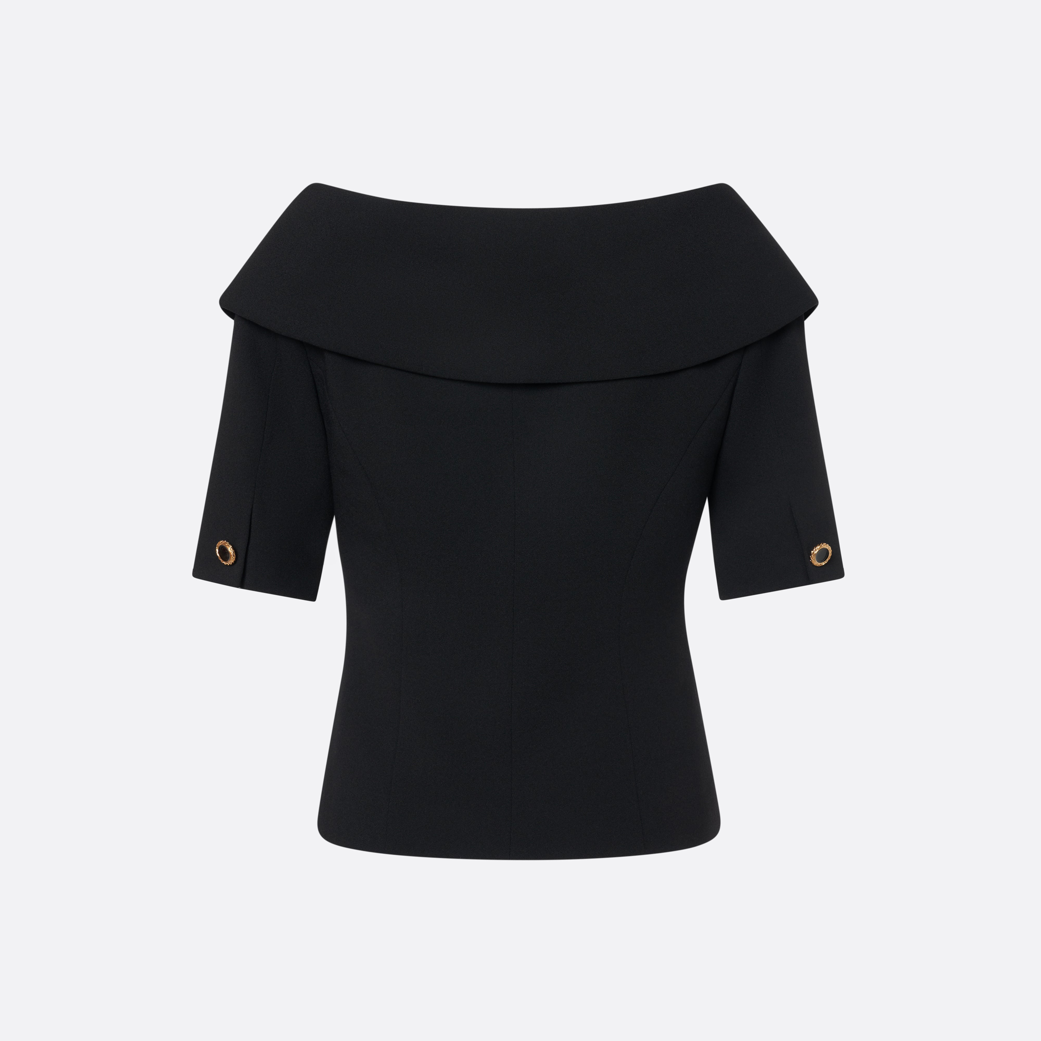 Alessandra Rich Wool Crepe Off-Shoulder veste noire laine