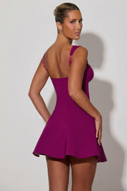 Oh Polly Janelle robe mini trapèze plum nœuds