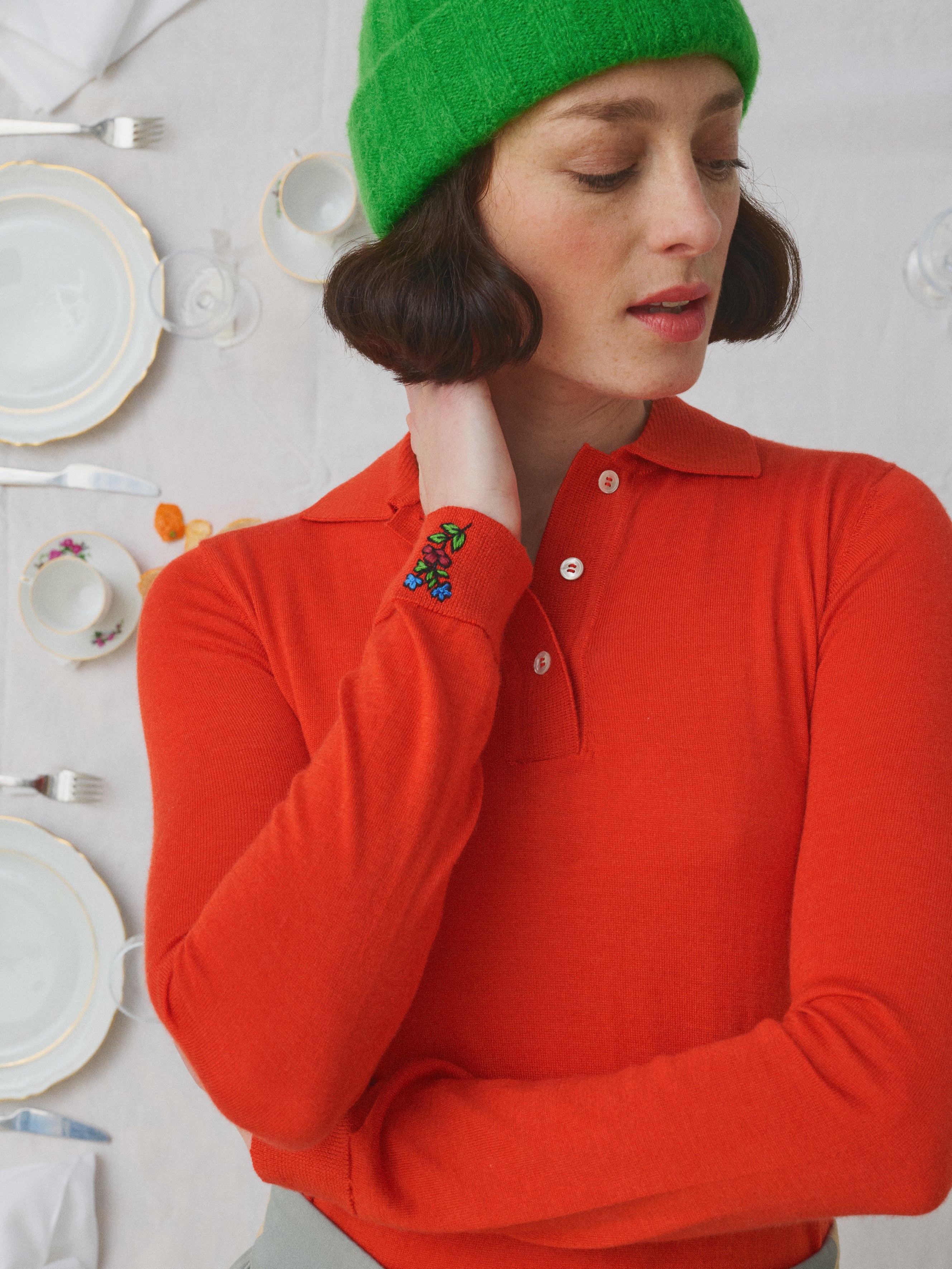 MII À Table Polo pull laine soie marine S-L