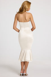 Oh Polly Belsa 15380 robe midi satin blanche bustier dentelle
