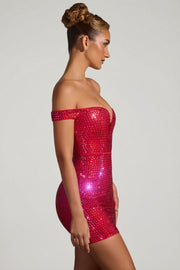 Oh Polly Leonora robe mini bustier rouge strass corset