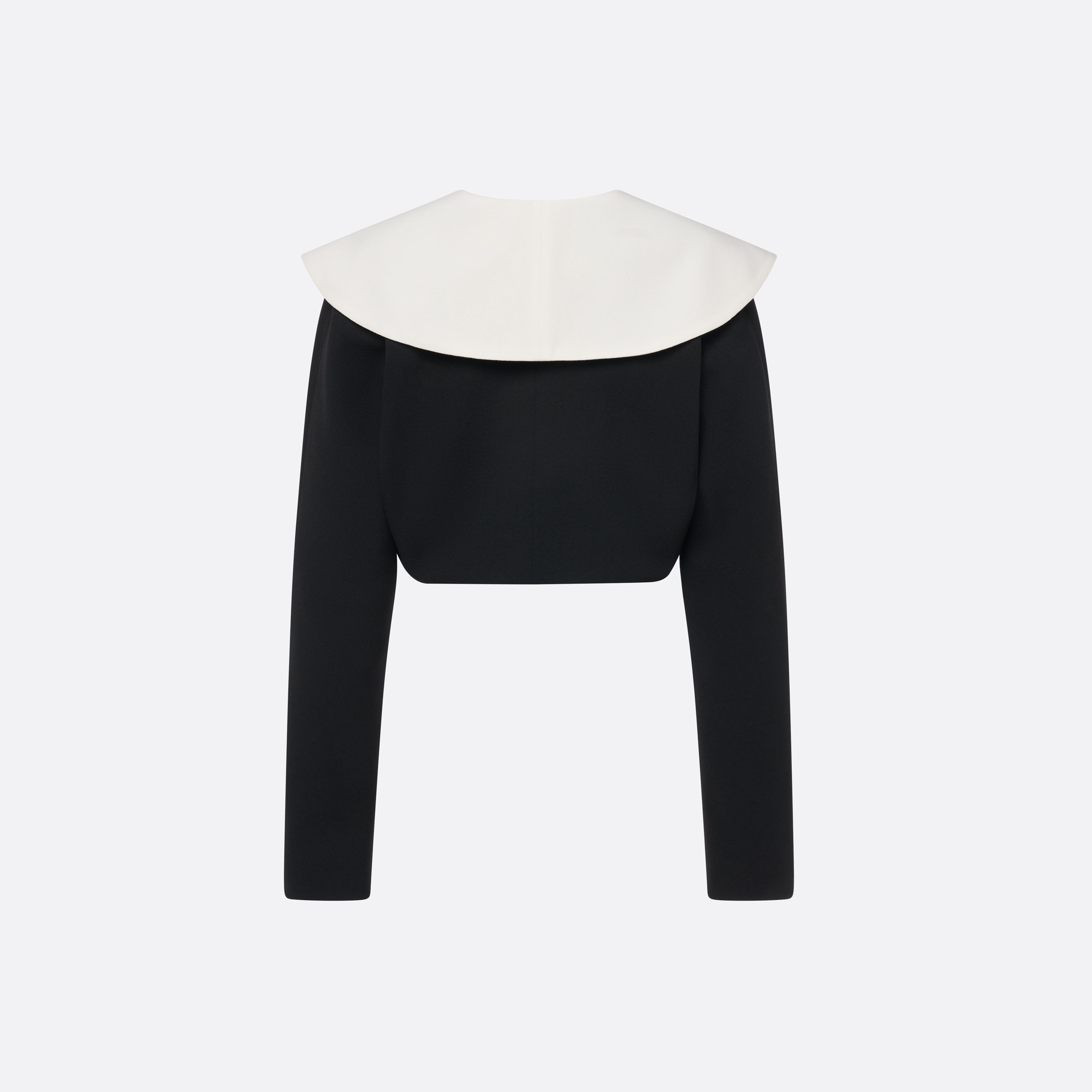 Alessandra Rich Wool Crêpe Cropped Jacket veste noire laine