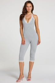 Oh Polly Jumpsuits combinaison capri grise dentelle modal