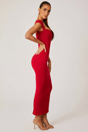 Oh Polly Dolcezza 5849 robe longue rouge modal moulante