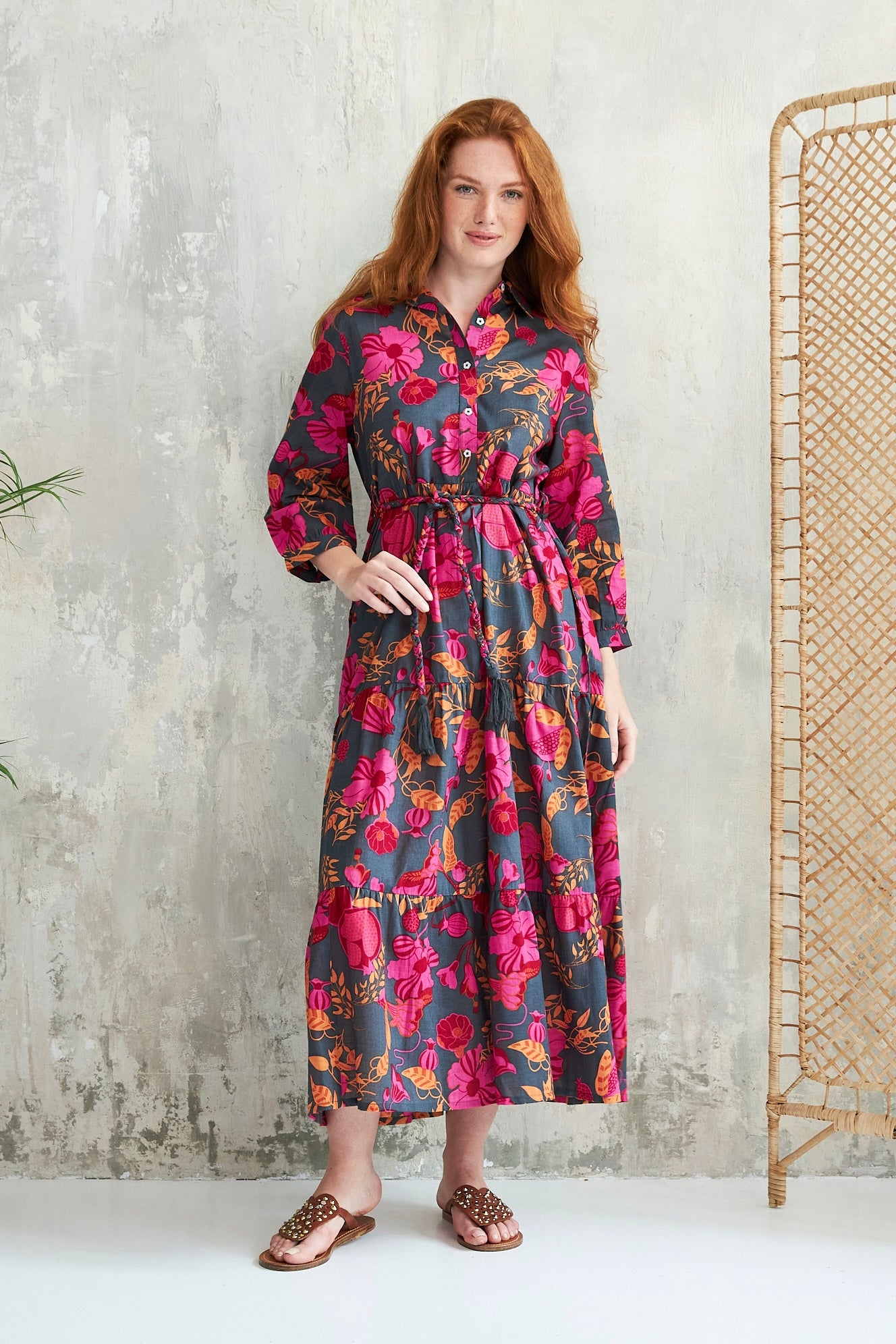 Chicosoleil Maguy robe chemise Pomegranate coton