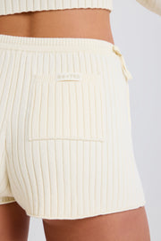 Oh Polly short mini maille côtelée crème coton