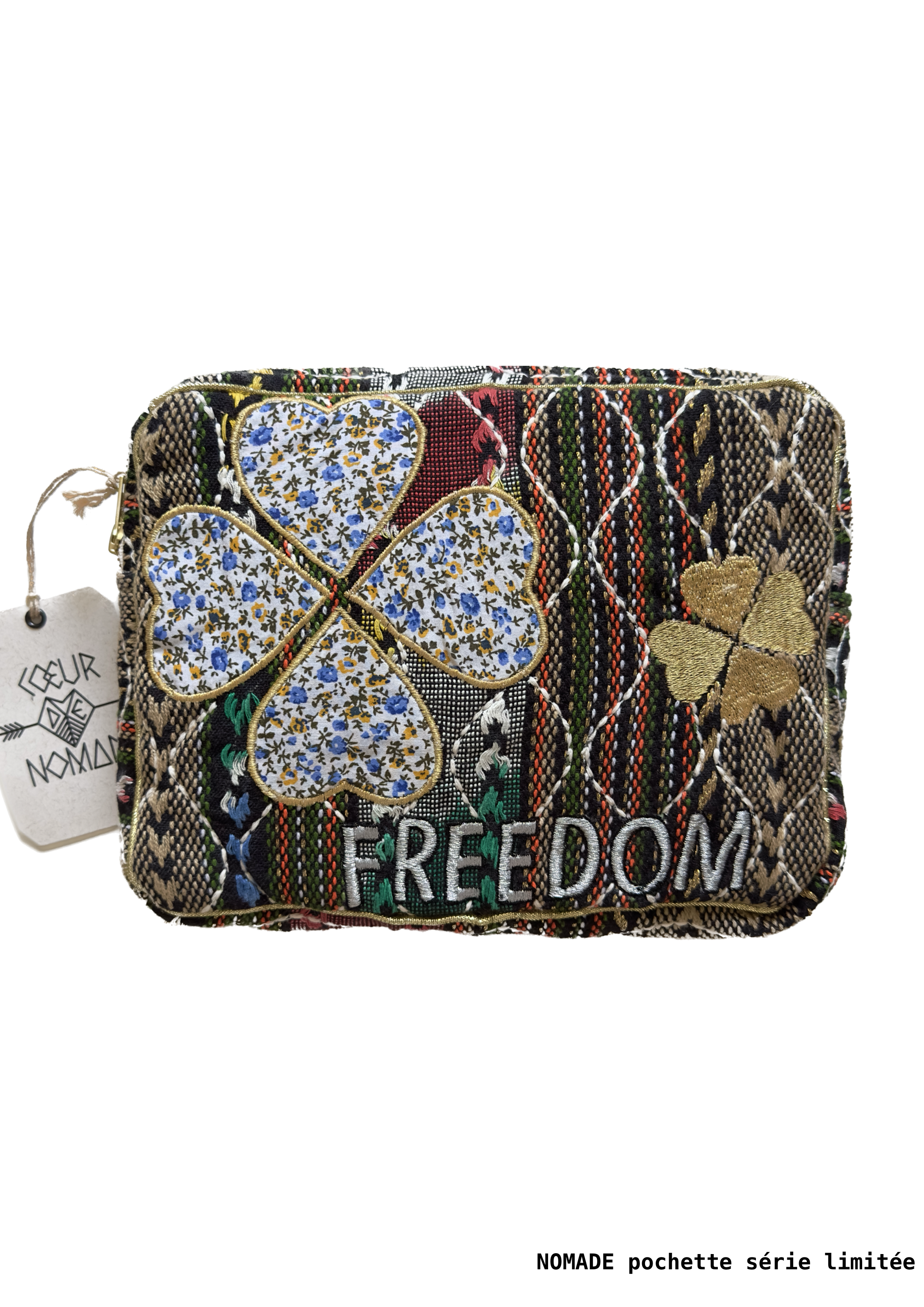 ChicoSoleil Nomade pochette coton brodée noir multicolore