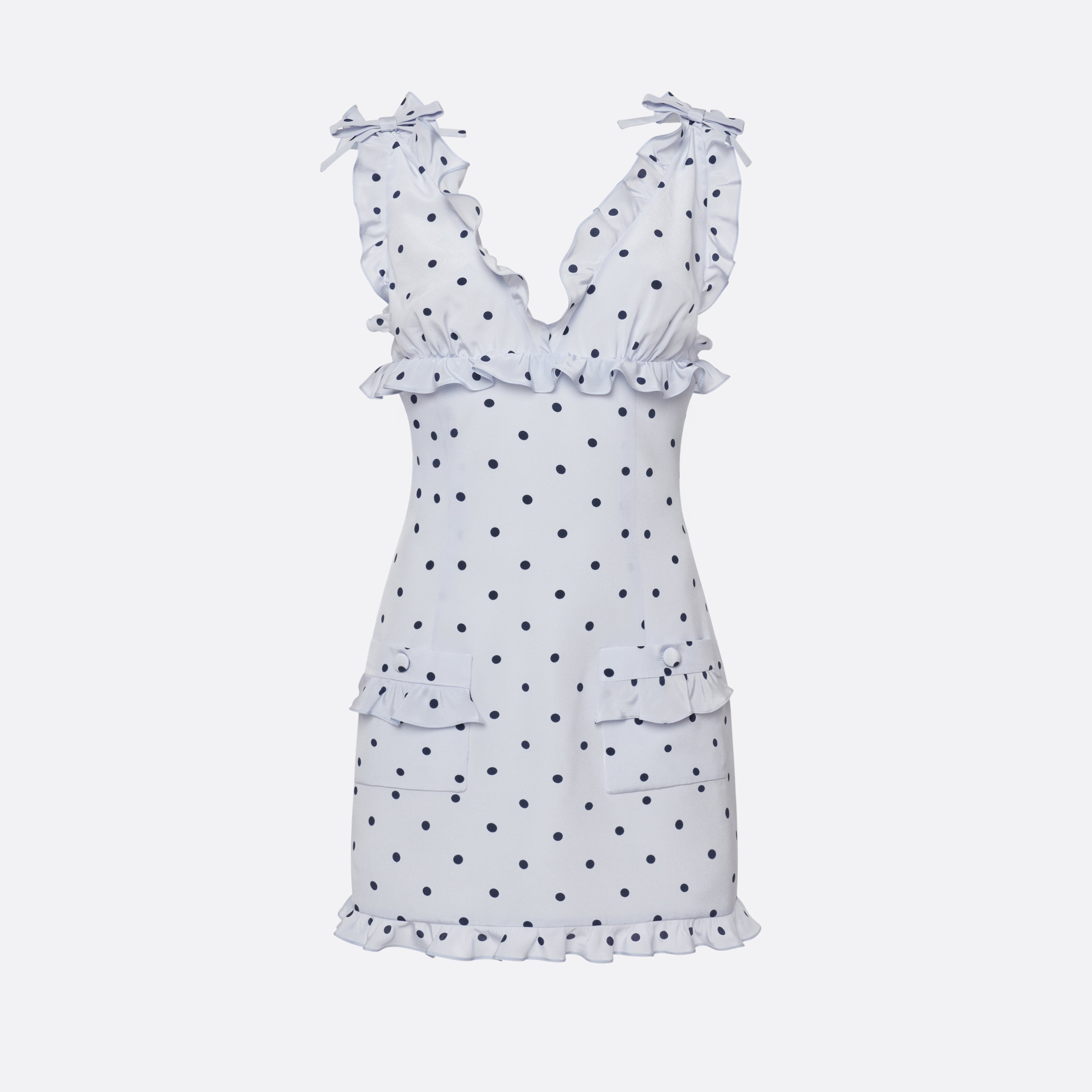 Alessandra Rich Polka-Dot Silk Mini Dress robe bleu pois 36-46