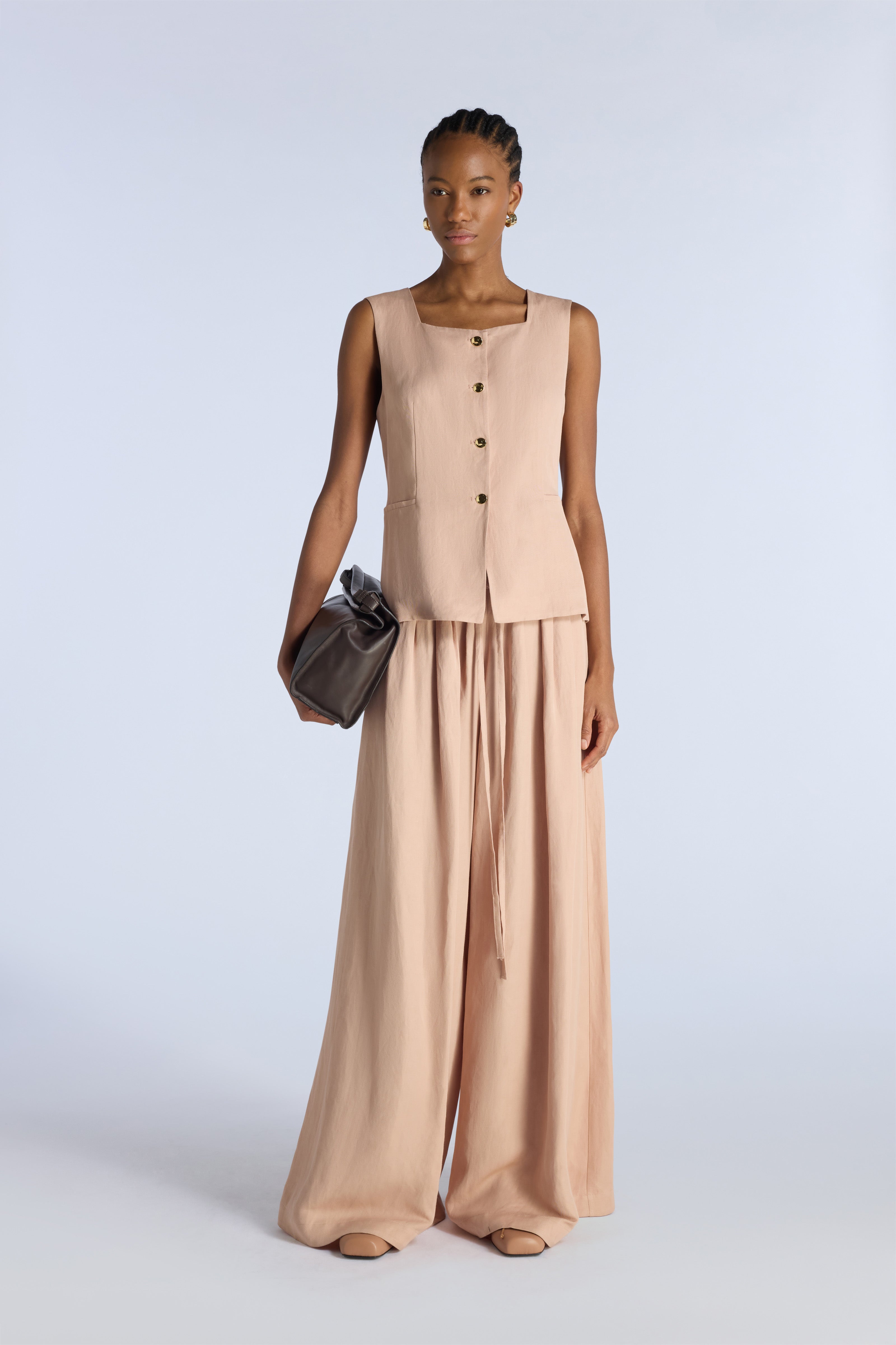 Liviana Conti Bobby gilet tailleur Rose viscose lin