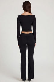 Oh Polly Vevina pantalon évasé noir taille mi-haute
