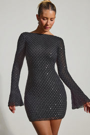 Oh Polly Embellished Grazina robe mini noire strass