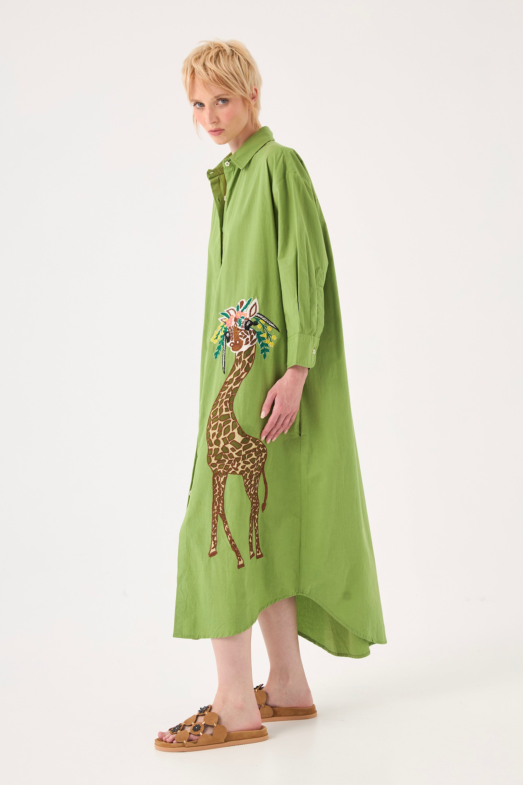 Chicosoleil Savanah robe longue vert péridot coton