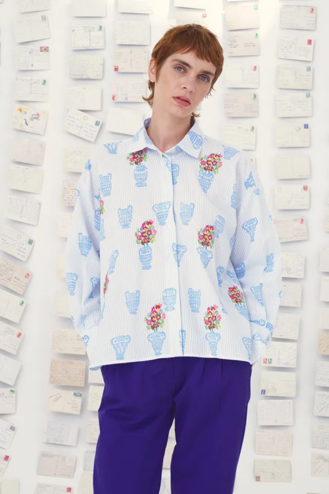 MII Mii en carte postale chemise Greta Les Cyclades coton