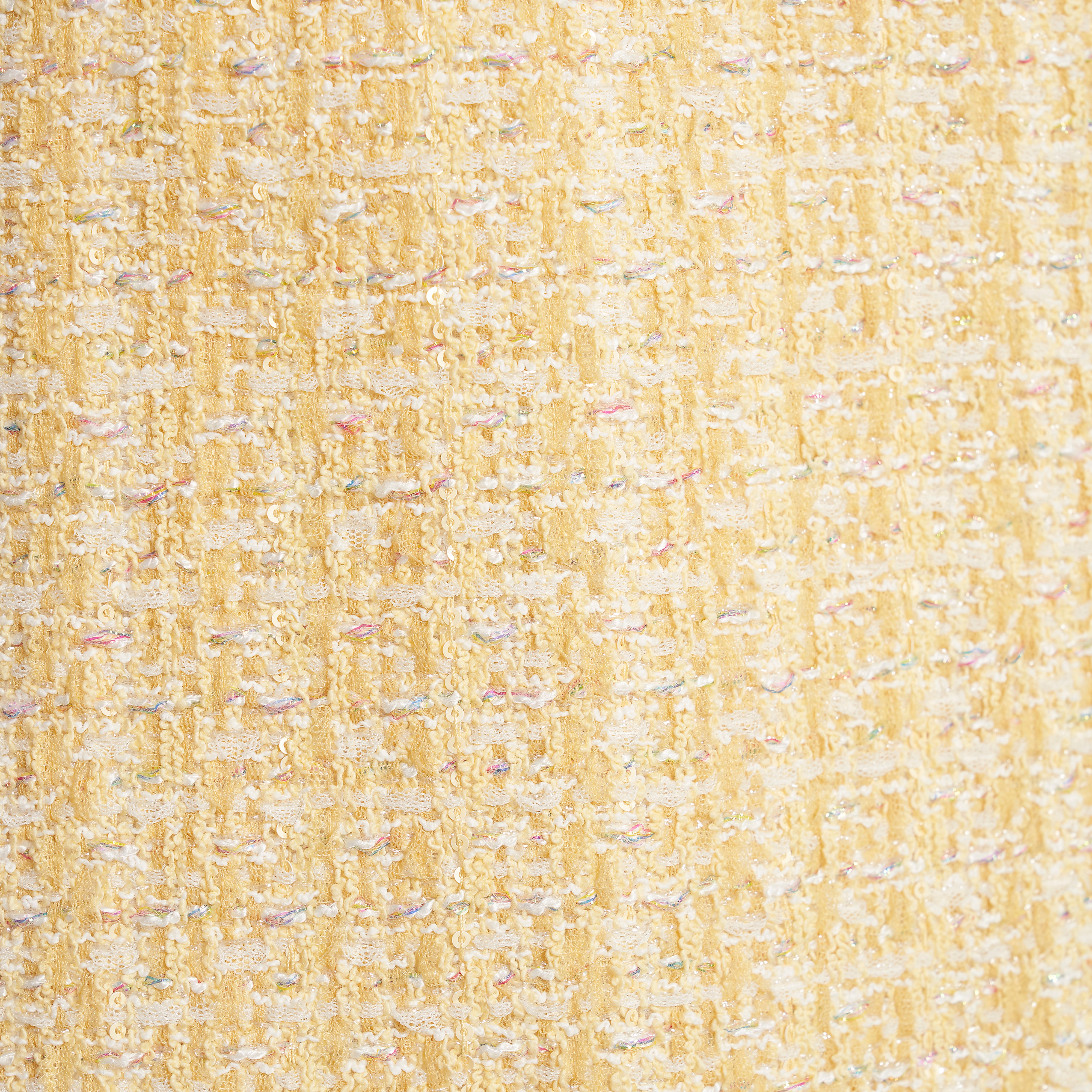 Alessandra Rich Sequin Tweed Midi Skirt jupe jaune pâle
