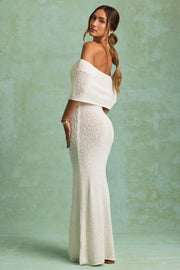 Oh Polly Dresses Naia maxi robe blanche épaules dénudées