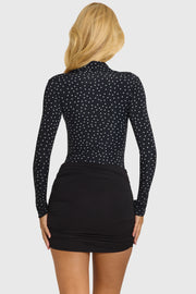 Oh Polly Zephyrine robe mini noire à pois manches longues