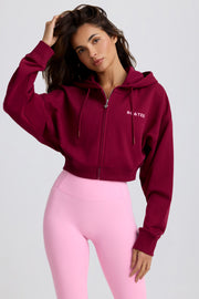 Oh Polly hoodie court zippé bordeaux coton cropped