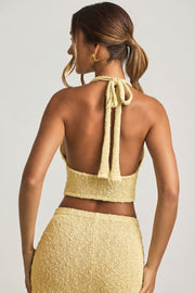Oh Polly Gianna top crop jaune bouclé col V