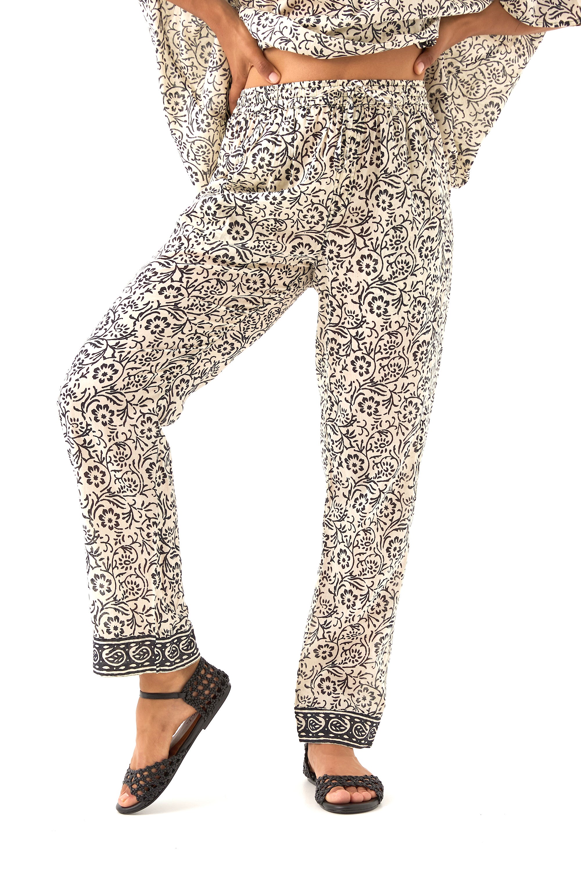 Chicosoleil Bernie pantalon fluide fleur de tiaré coton