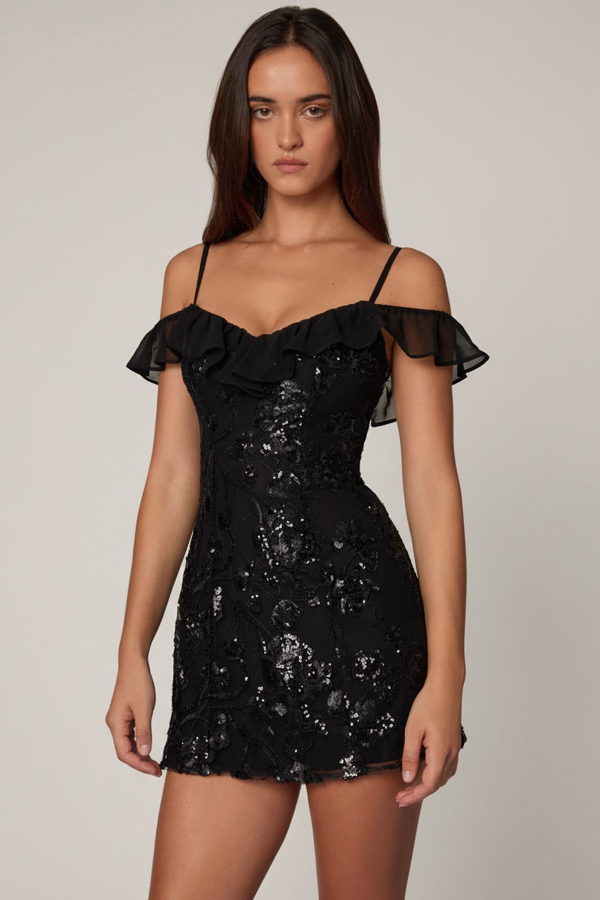 Oh Polly Jacira 14454 mini robe noire sequins
