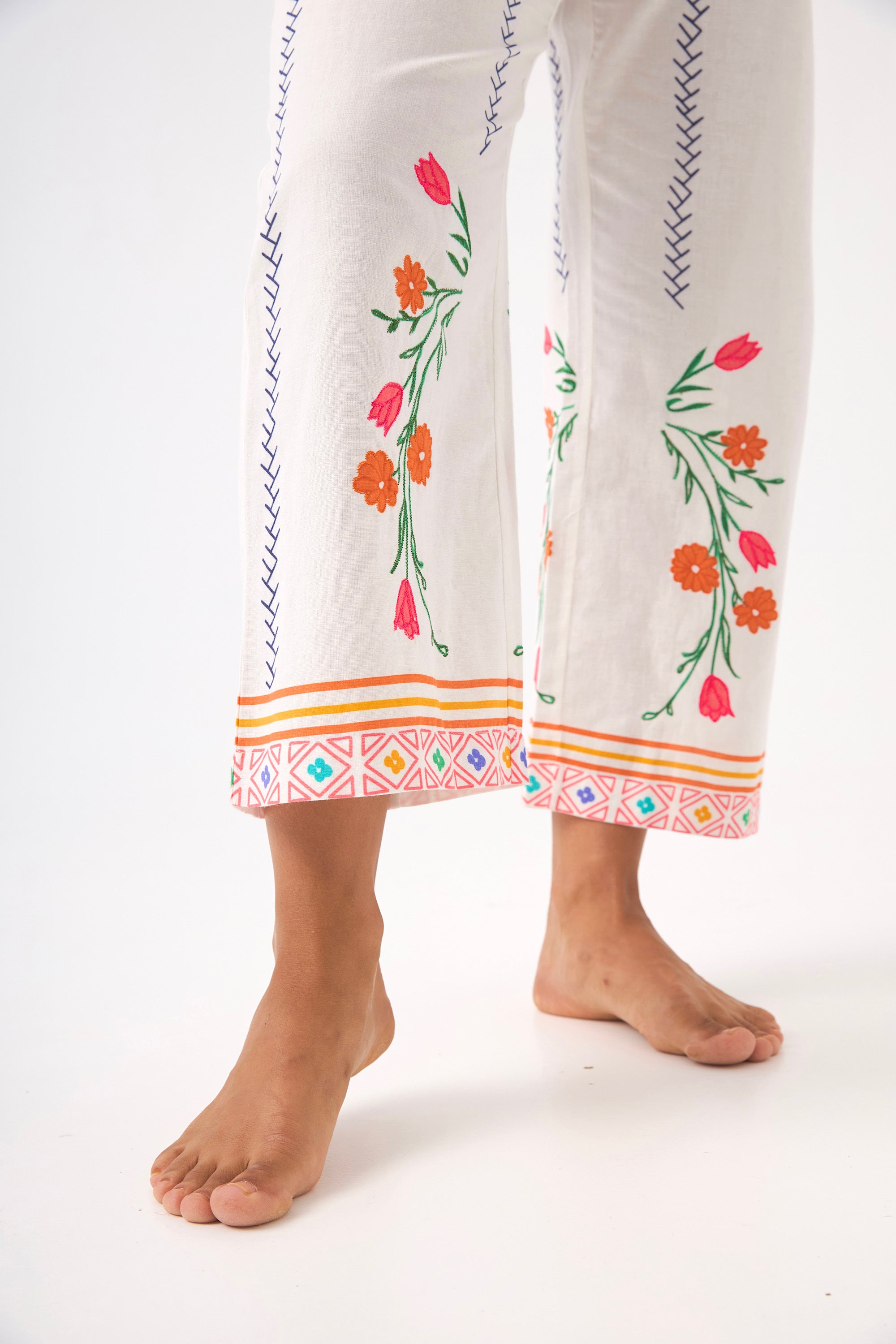 CHICOSOLEIL Iggy pantalon off white XS-XL brodé coton