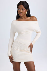 Oh Polly Dresses 12432B robe mini ivoire froncée modal