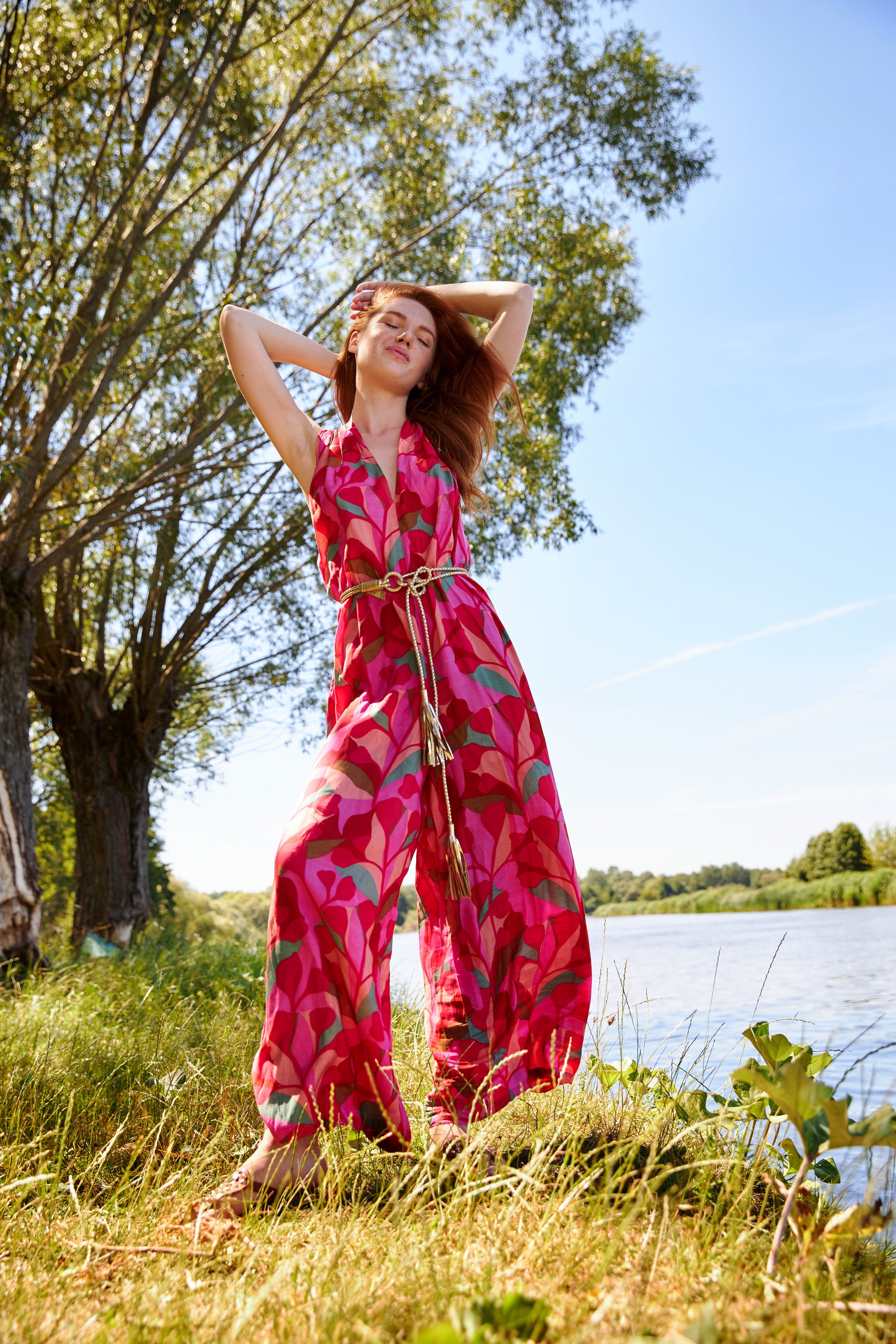 Chicosoleil Sharon combinaison rose satin viscose fluide