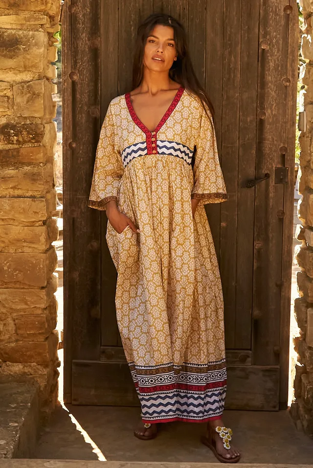 Chicosoleil Janice robe longue moutarde coton
