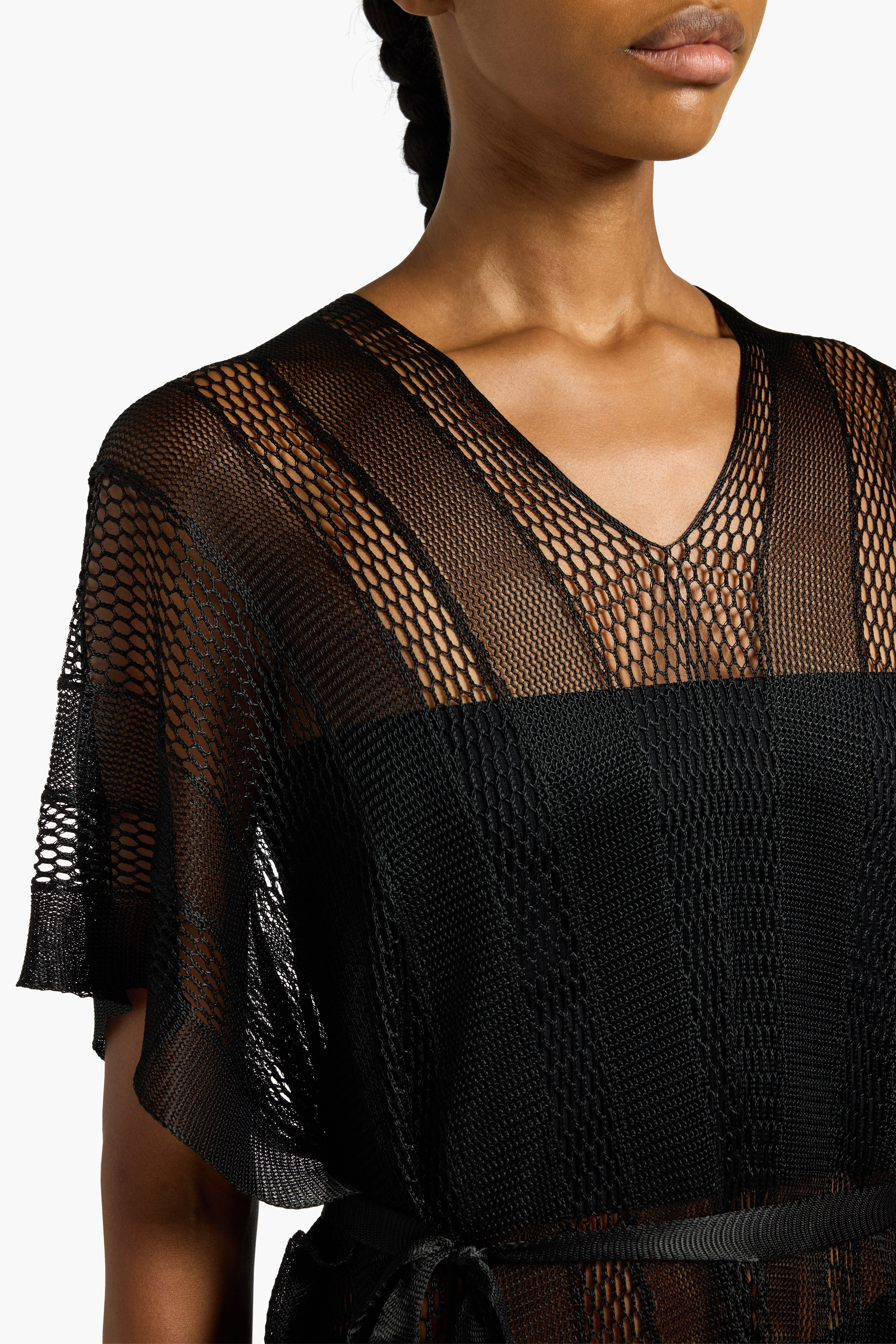 Liviana Conti Zaira poncho noir franges taille unique