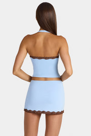 Oh Polly Tops Haut Livvy 16562 Bleu Arctic Modal Dentelle