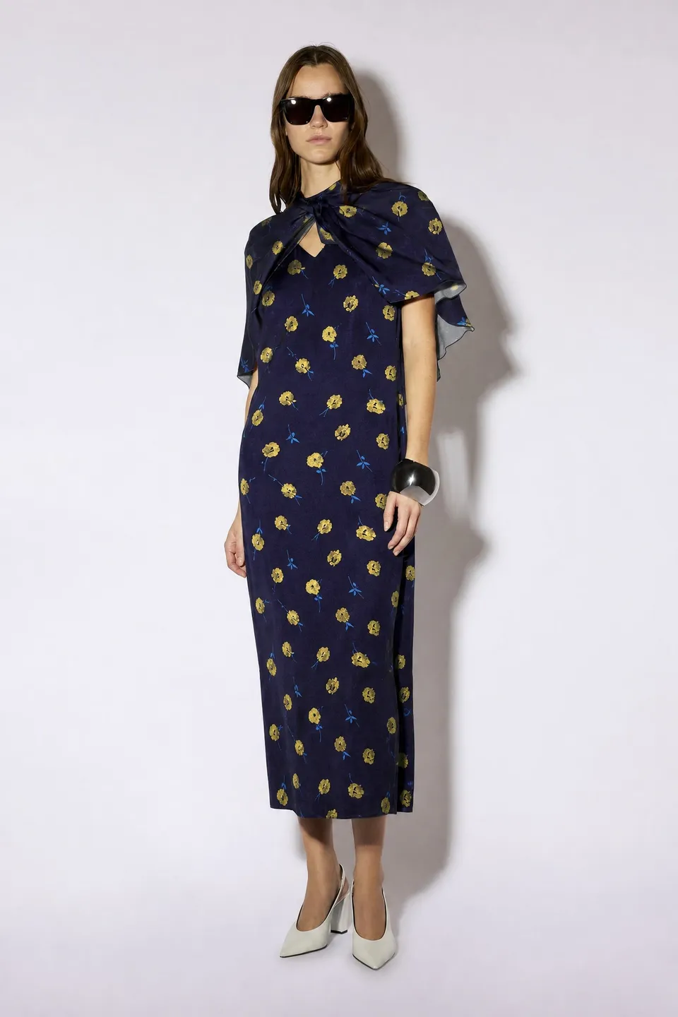 Liviana Conti Ebony robe midi fleurs satin