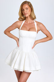 Oh Polly Maybelle robe mini blanche col halter ruchée