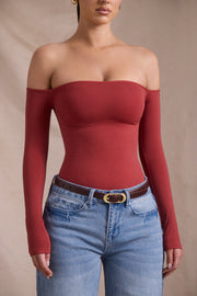 Oh Polly Bodysuits 12954 body rouge brique épaules nues