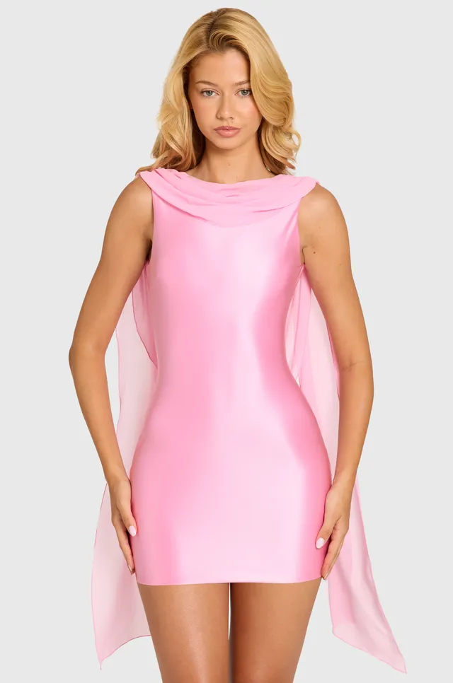 Oh Polly Venya Satin Mini Robe Blossom drapée dos nu