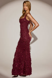 Oh Polly Embellished Vasanta robe corset bordeaux sequins