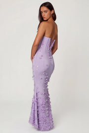 Oh Polly Amal robe maxi lilas corset à sequins