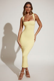 Oh Polly Ainslee 5617 robe midi jaune pastel moulante modal