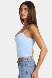 Oh Polly Arna débardeur modal bleu dentelle