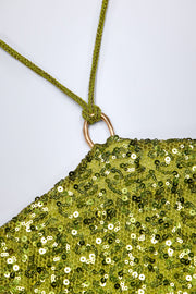 Oh Polly Embellished NS10627A jupe longue vert olive sequins